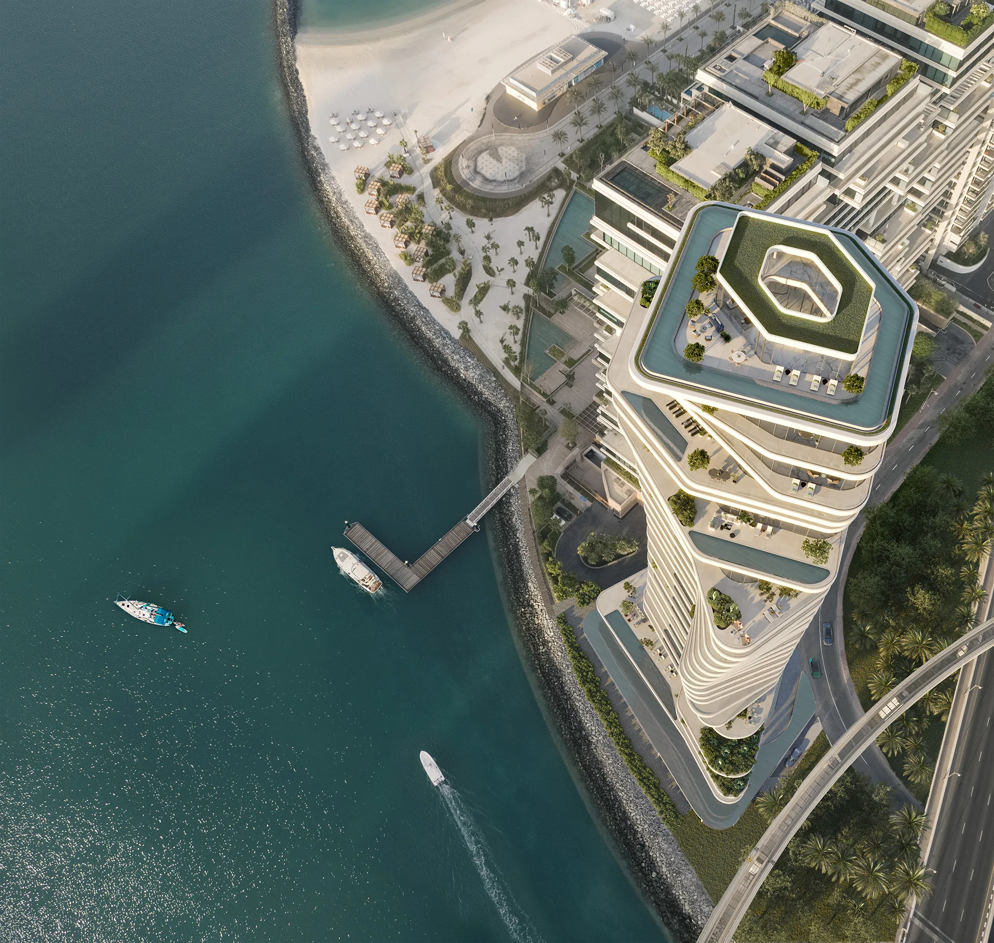 AVA at Palm Jumeirah, Luftbild der Lage