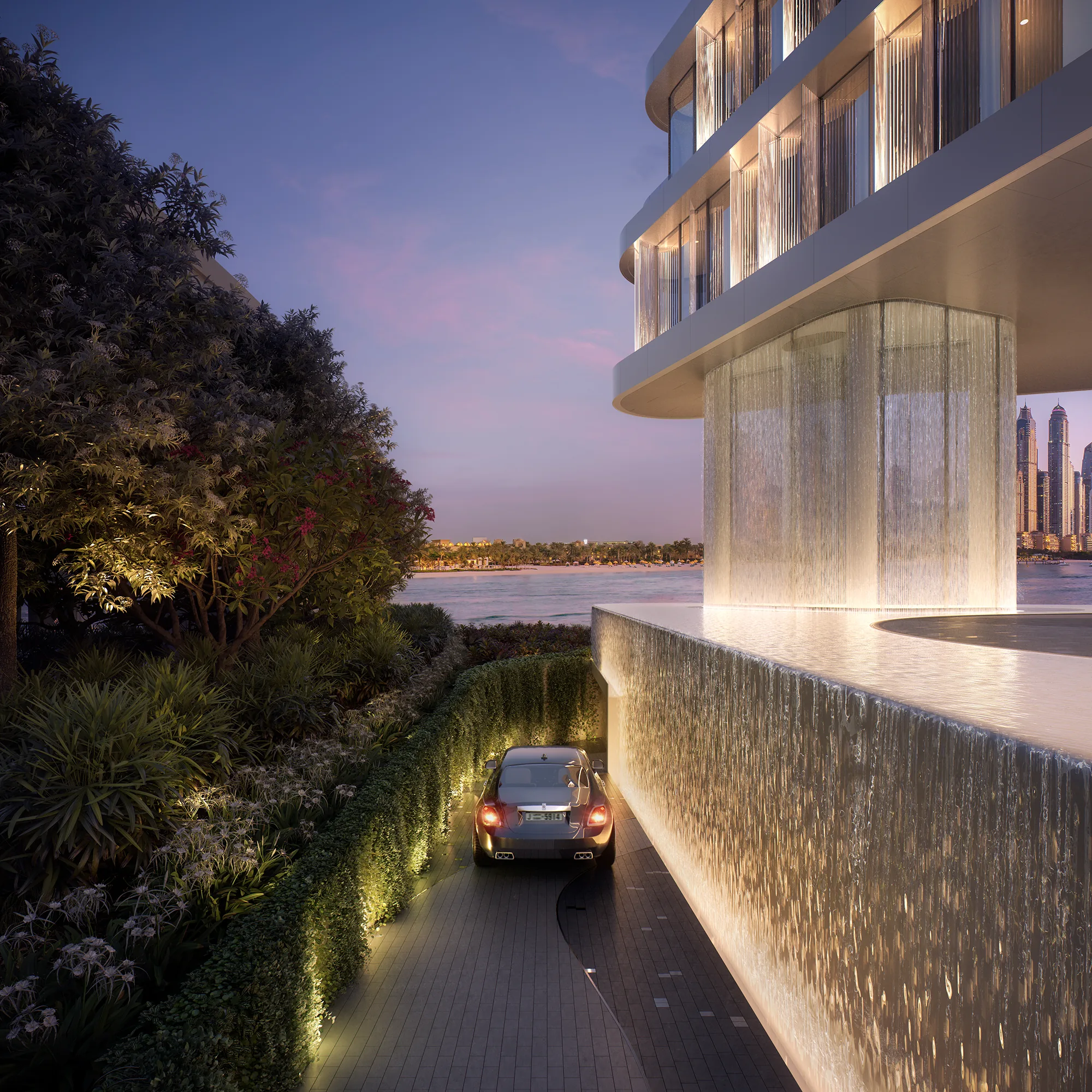 AVA at Palm Jumeirah, dramatische Ankunft über Wasser