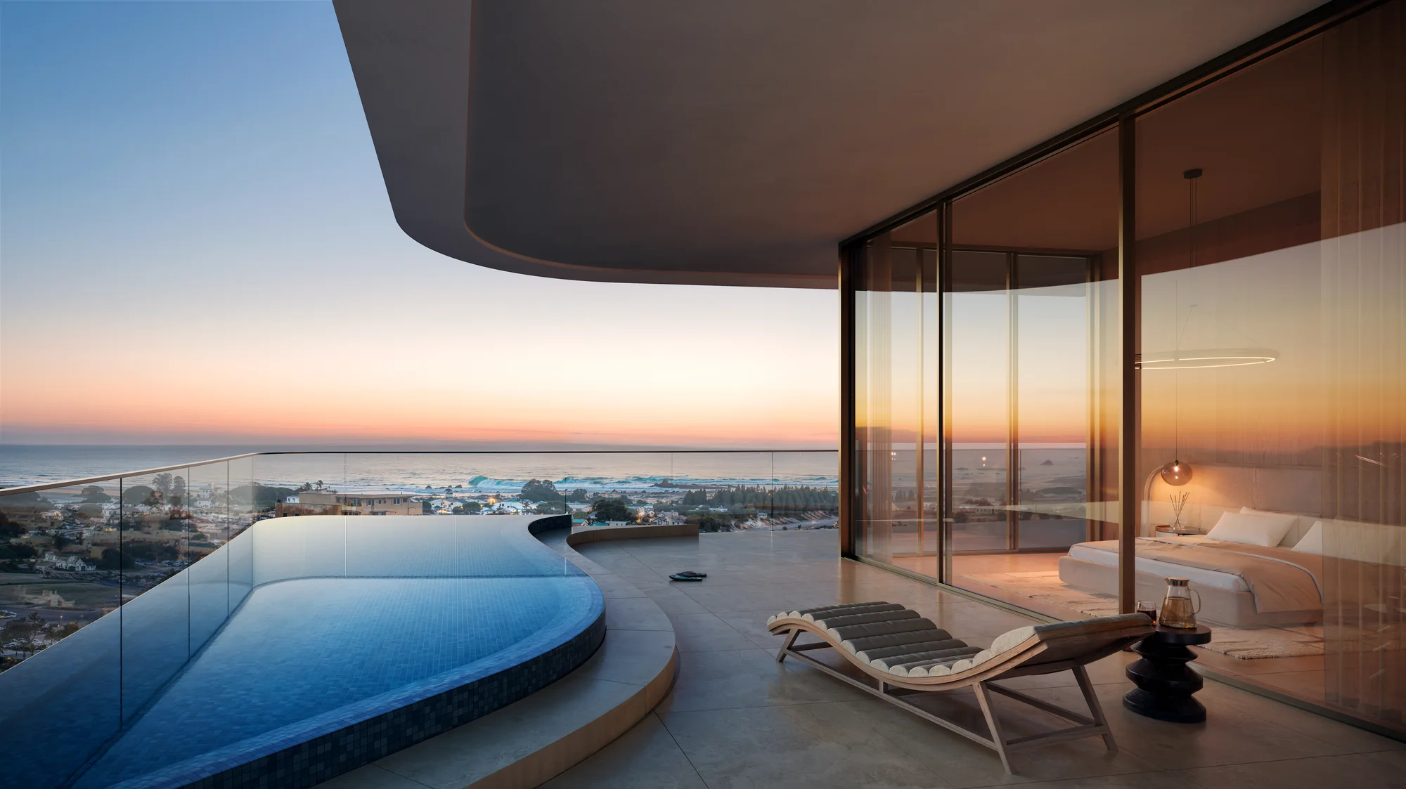 AYA, Schlafzimmer mit privatem Rooftop-Pool