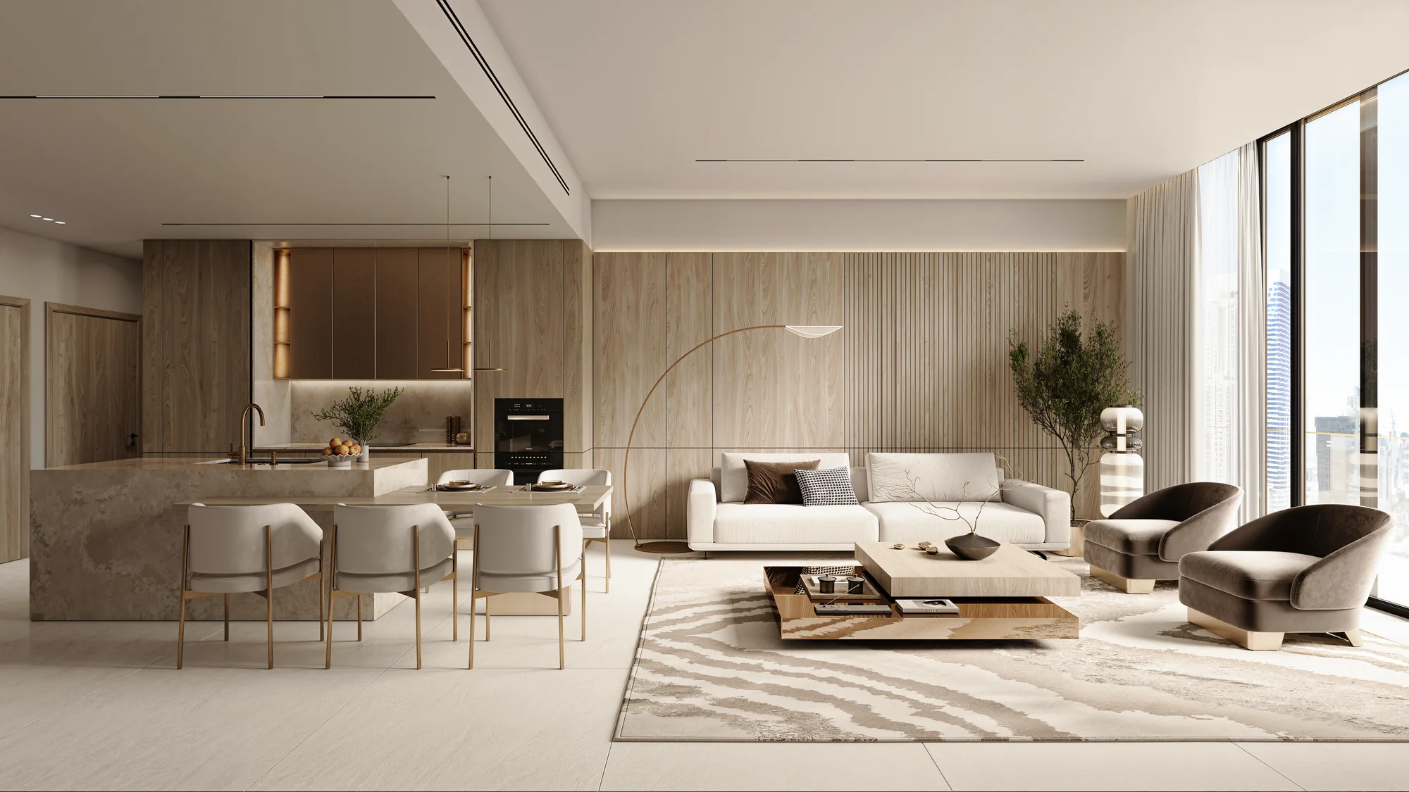 DWTN Residences, Wohnbereich mit Burj-Khalifa-Blick