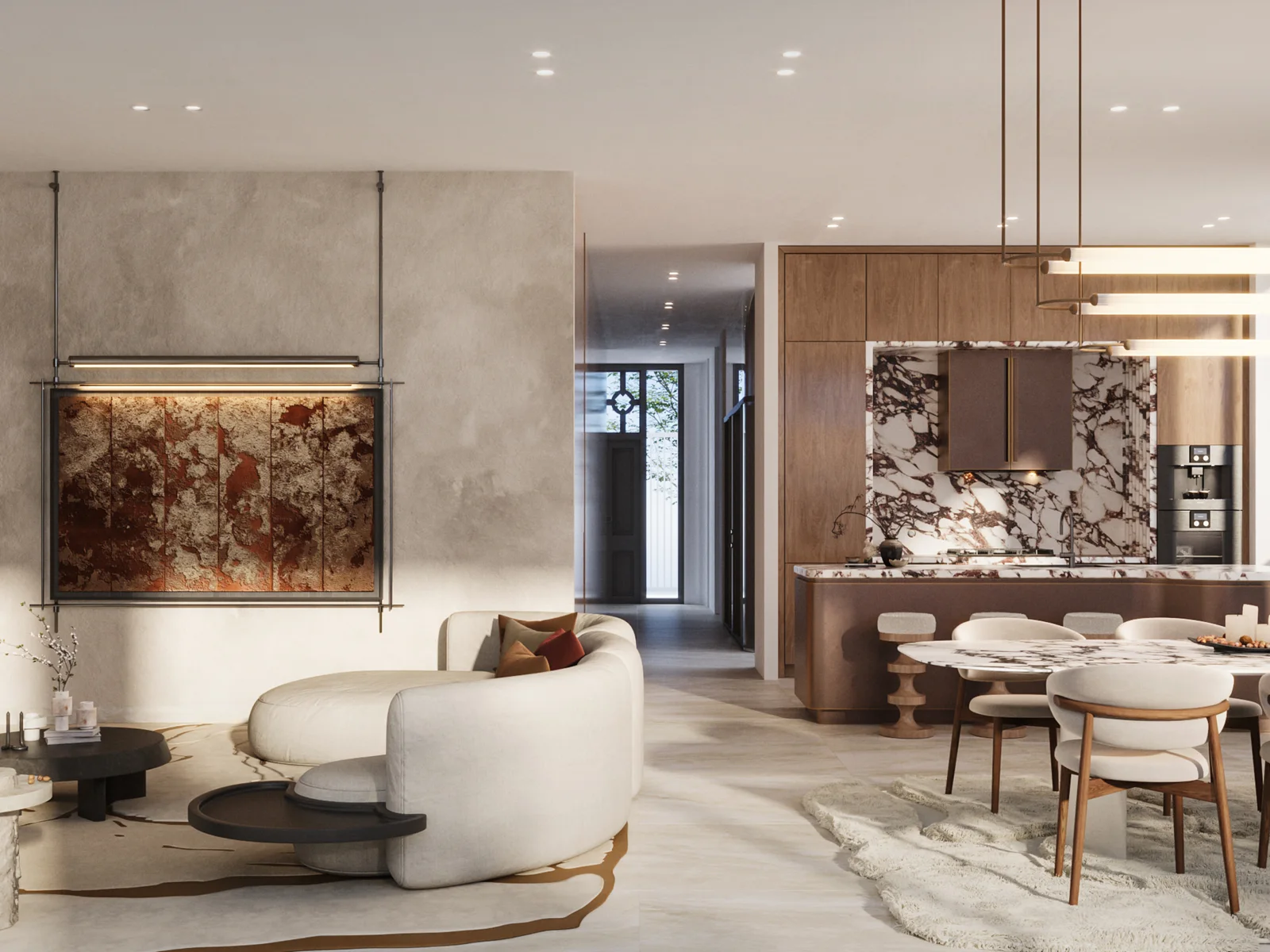 Knightsbridge, Wohnbereich mit nat&uuml;rlichen Materialien