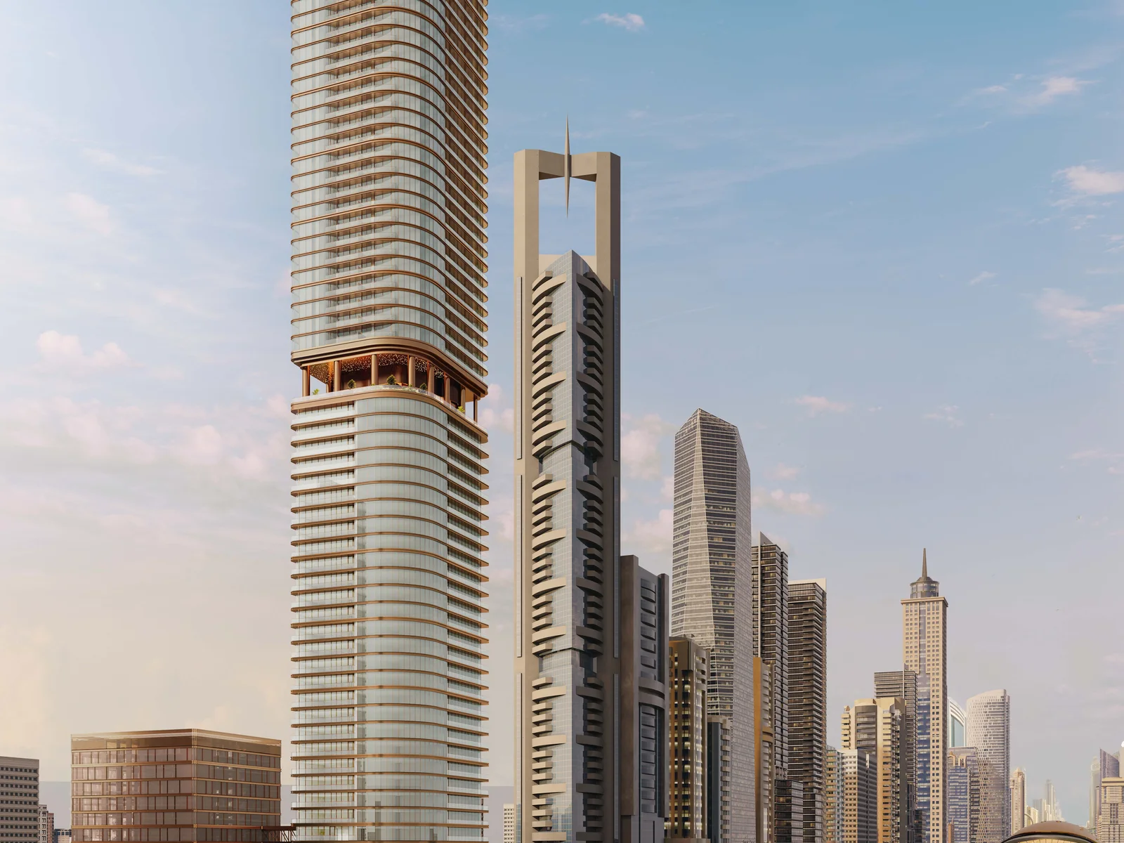 Sol Luxe, Turm am Tag im Kontext der Sheikh Zayed Road