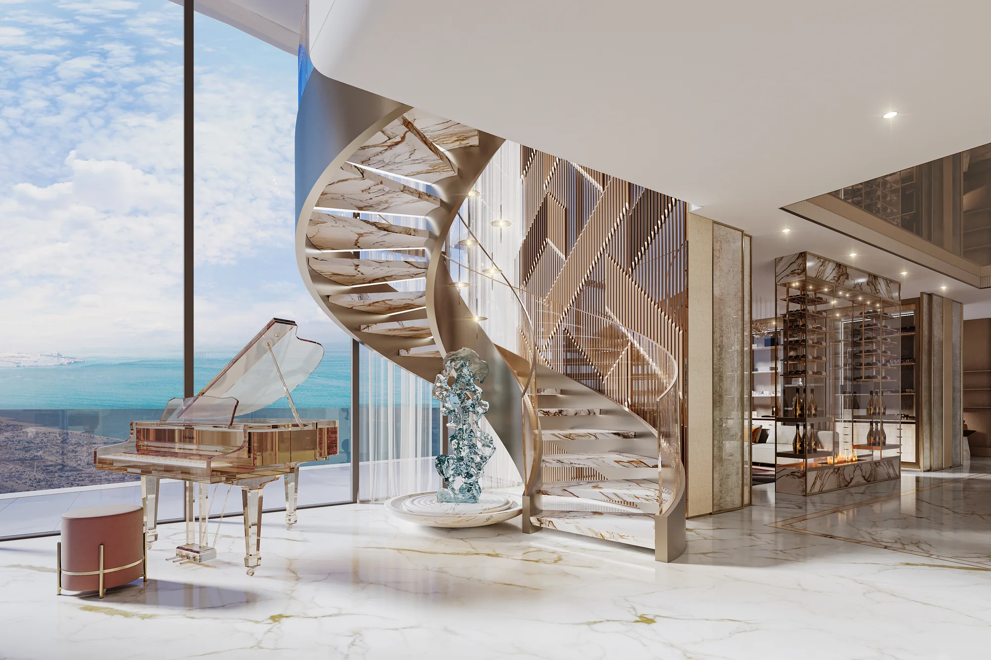 Safa Gate, Penthouse mit skulpturaler Treppe