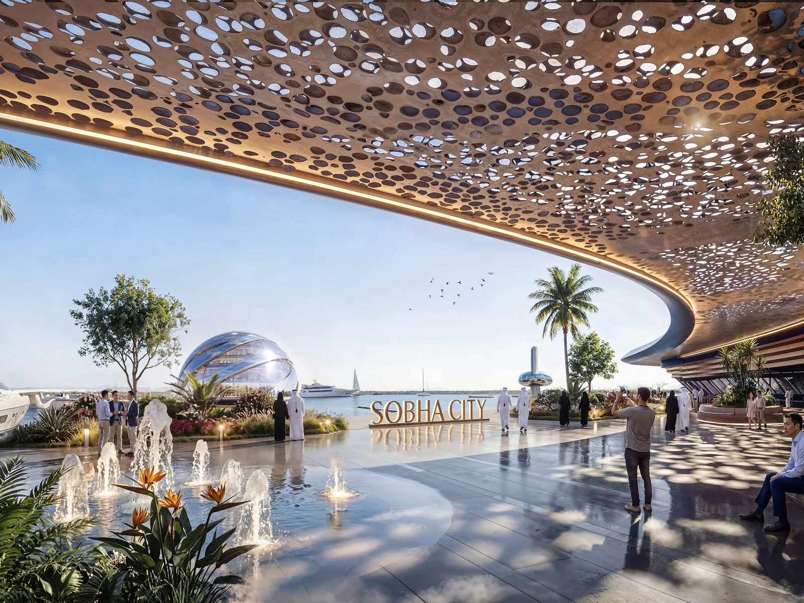 Sobha City, Waterfront-Promenade am Kanal