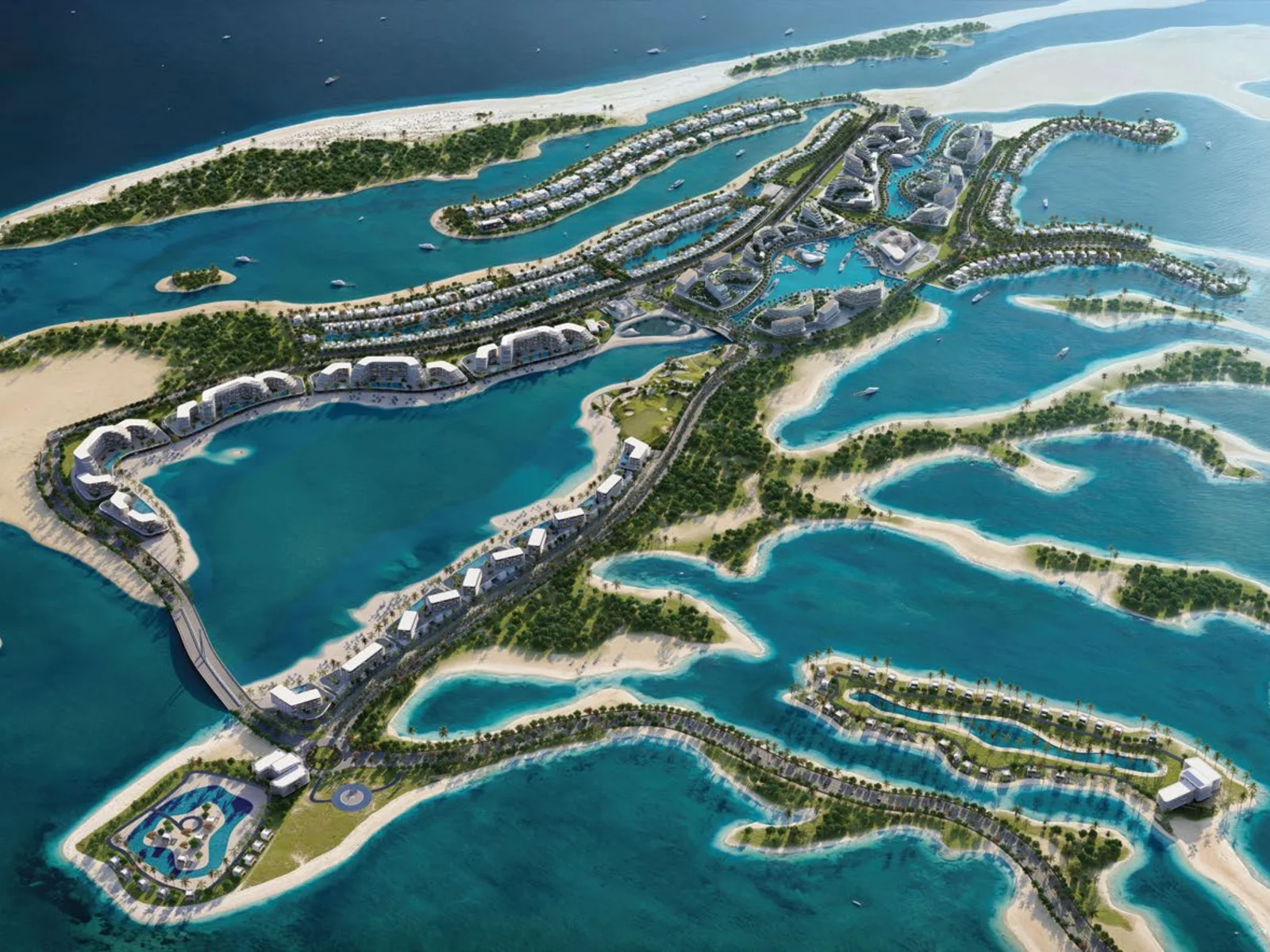 Sobha Siniya Island, Luftaufnahme der Privatinsel am Arabischen Golf