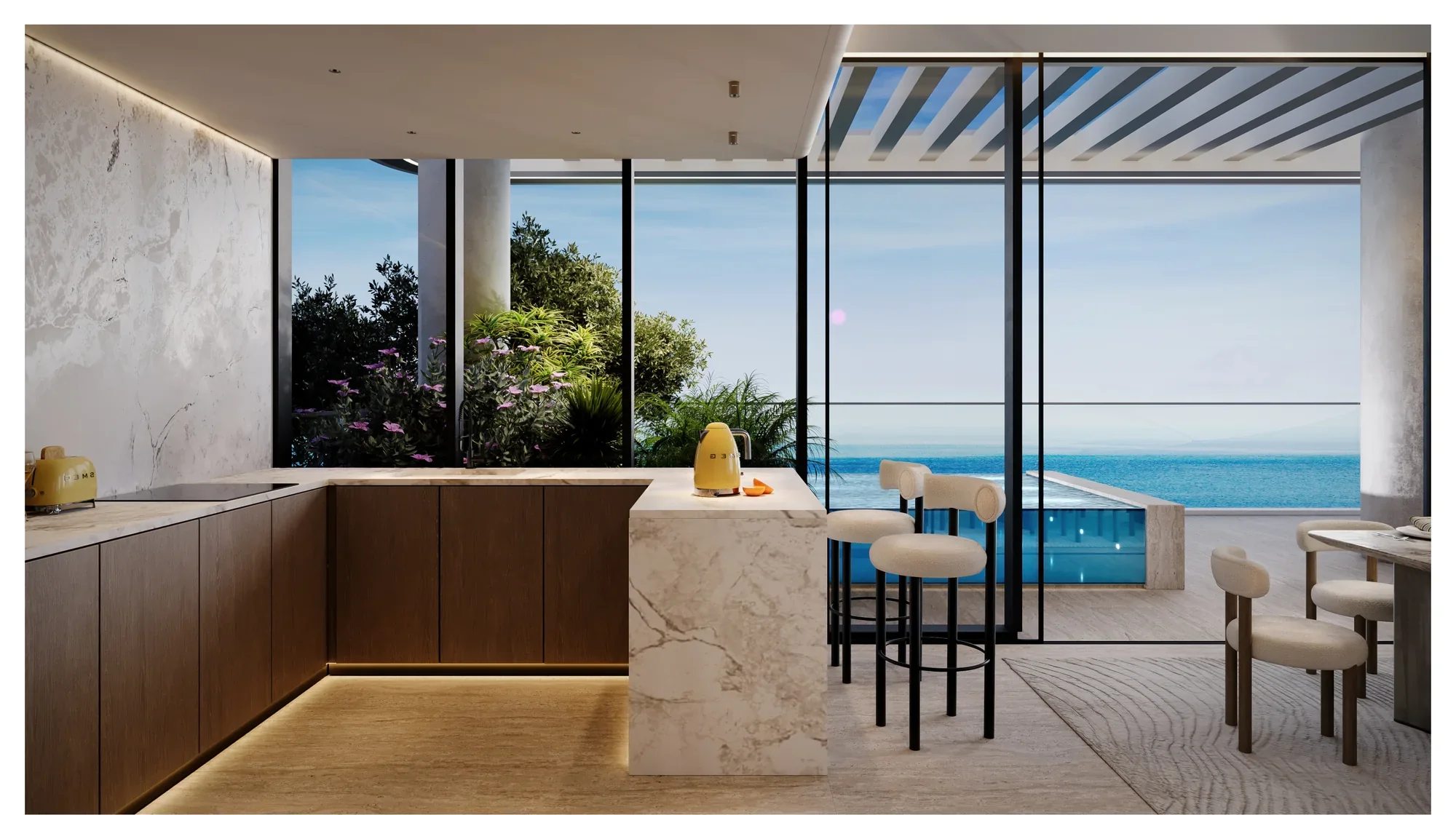 Villa Del Divos, Küche mit Meerblick