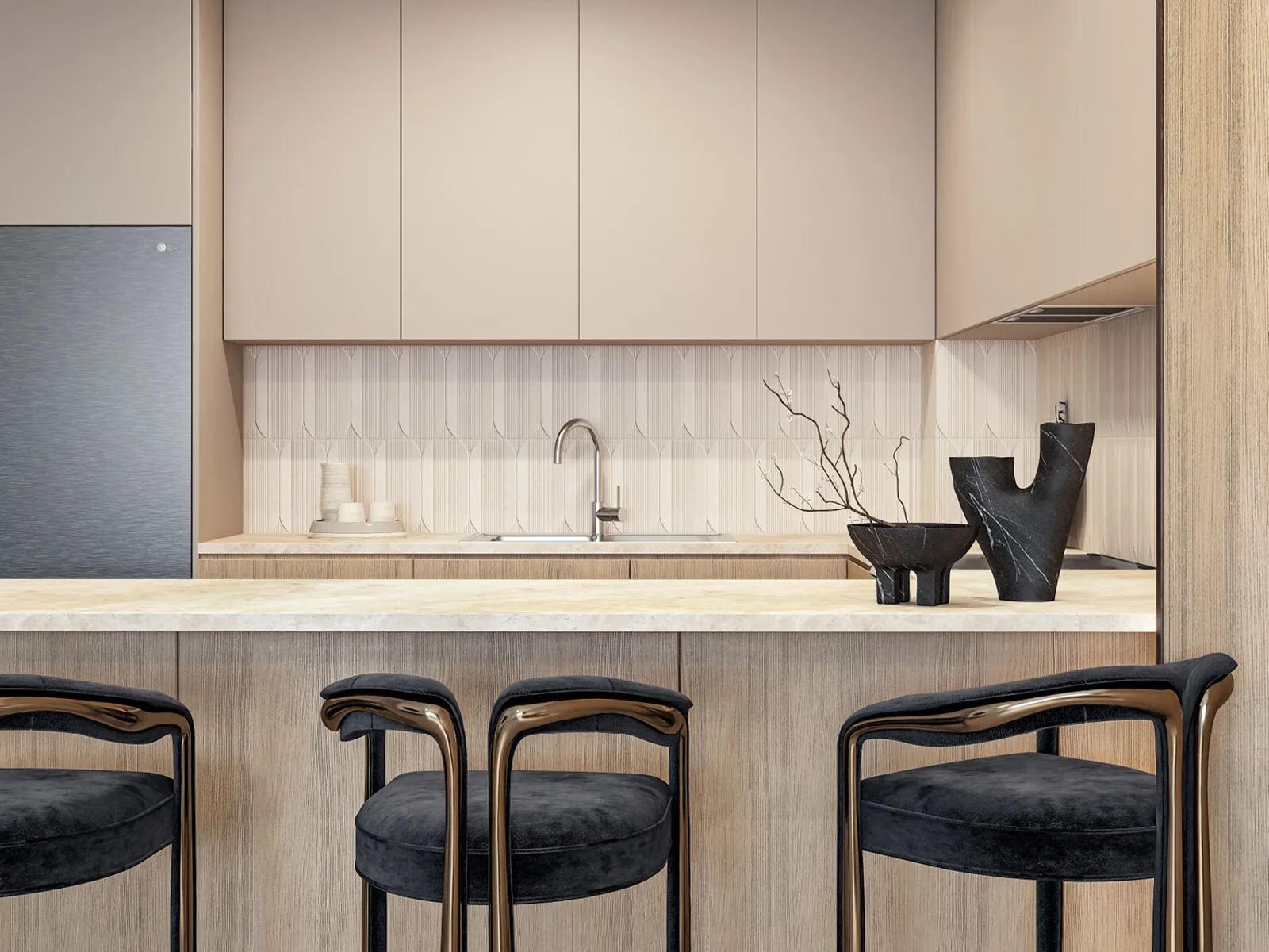 Weybridge Gardens 4, moderne Wohnk&uuml;che im Innenausbau
