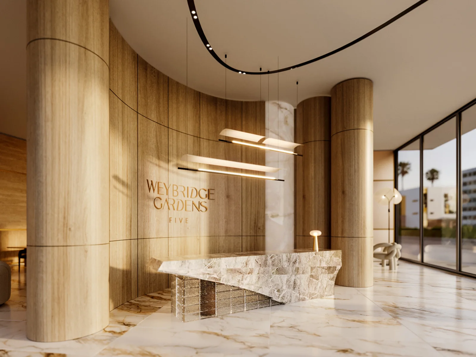 Weybridge Gardens 5, Lobby mit Lounge-Charakter