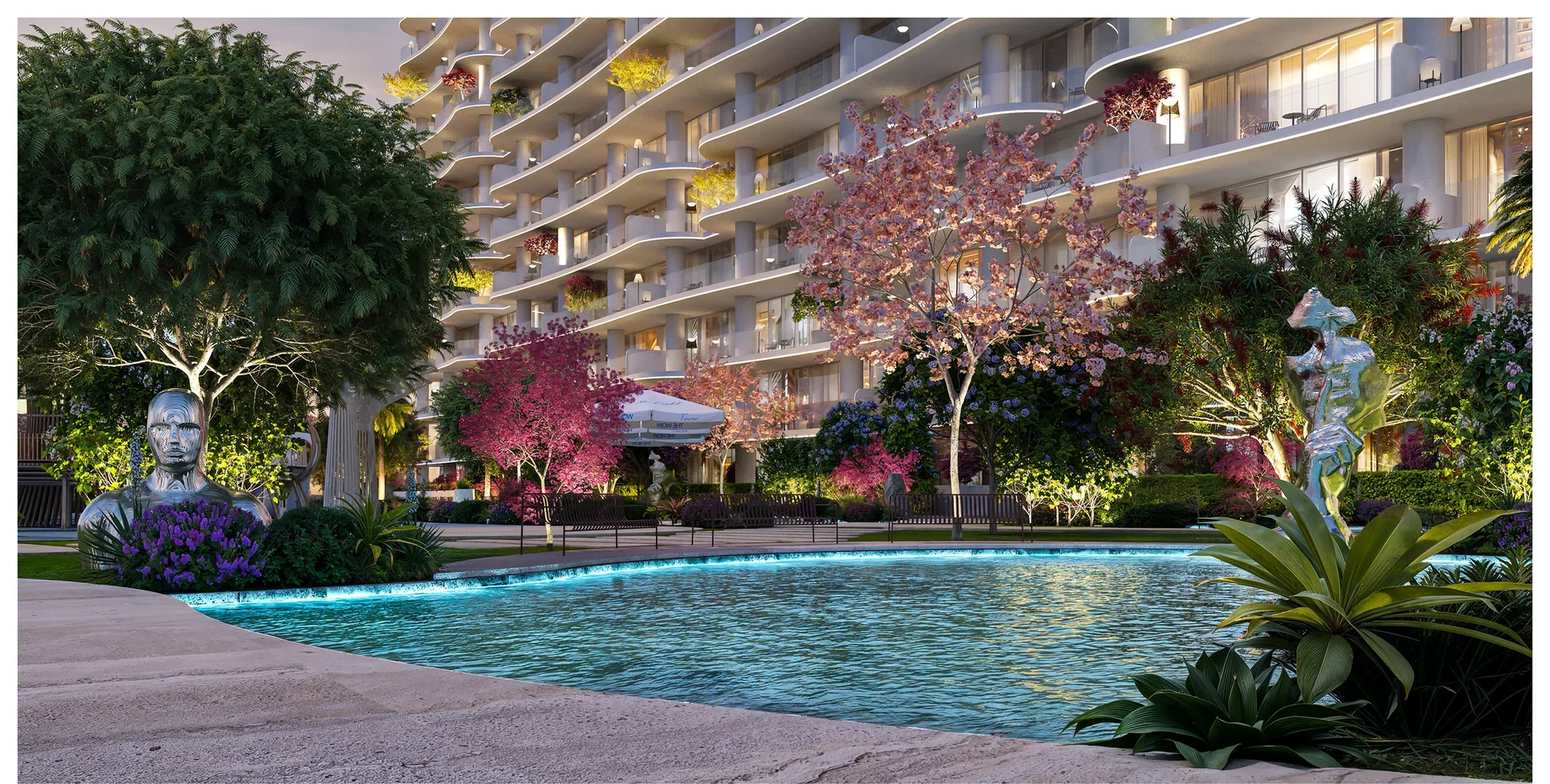 The WOW Tower, Podium-Garten mit Pool